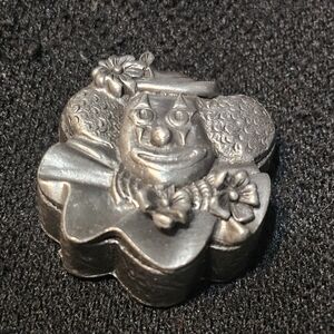 Whimsical Torino Italy Pewter Clown Brooch